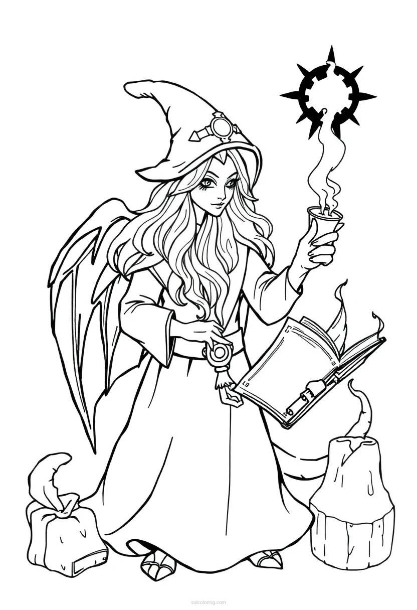 Spellbook coloring page for kids