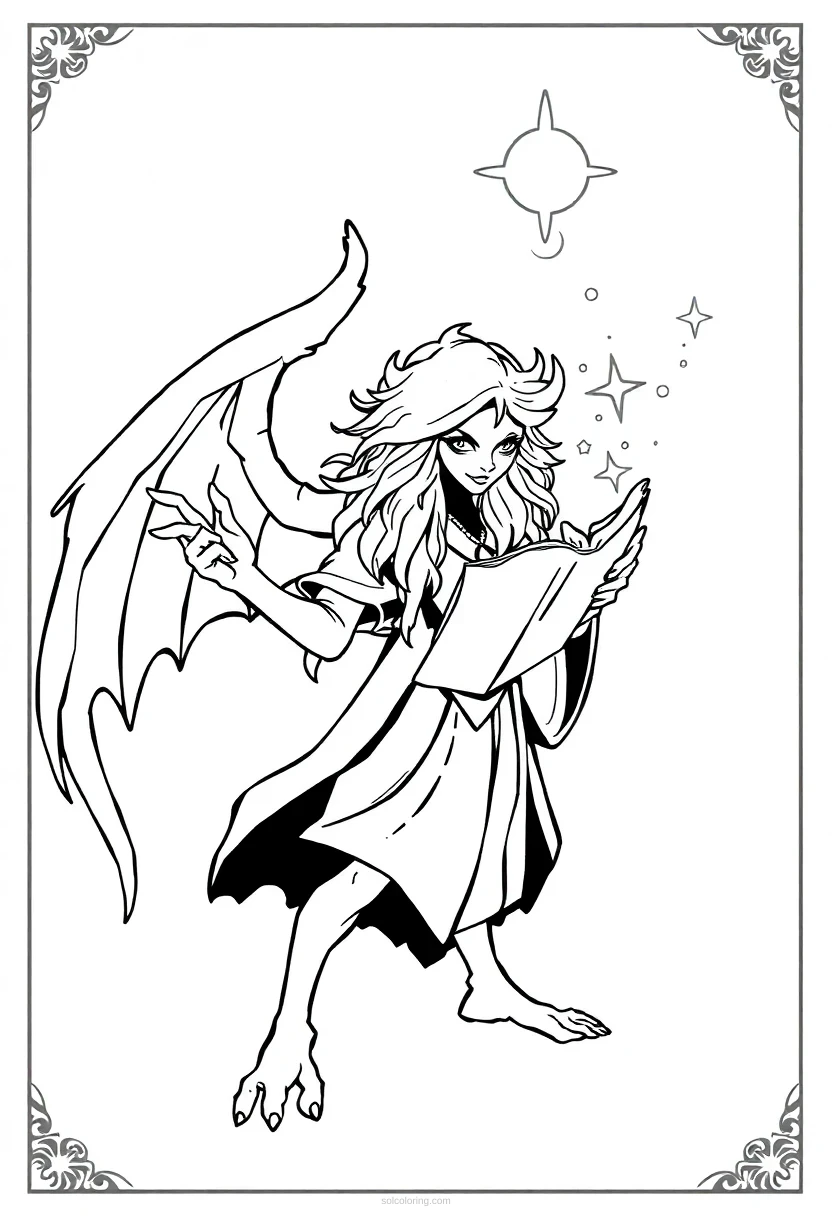 Spellbook coloring page for kids