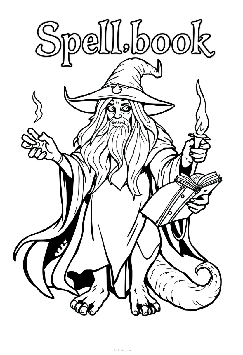Spellbook coloring page for kids