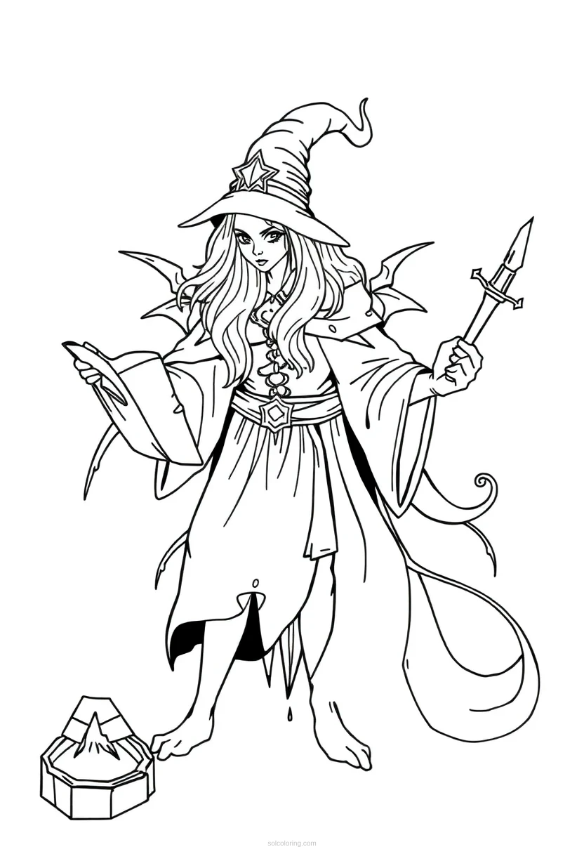 Spellbook coloring page for kids