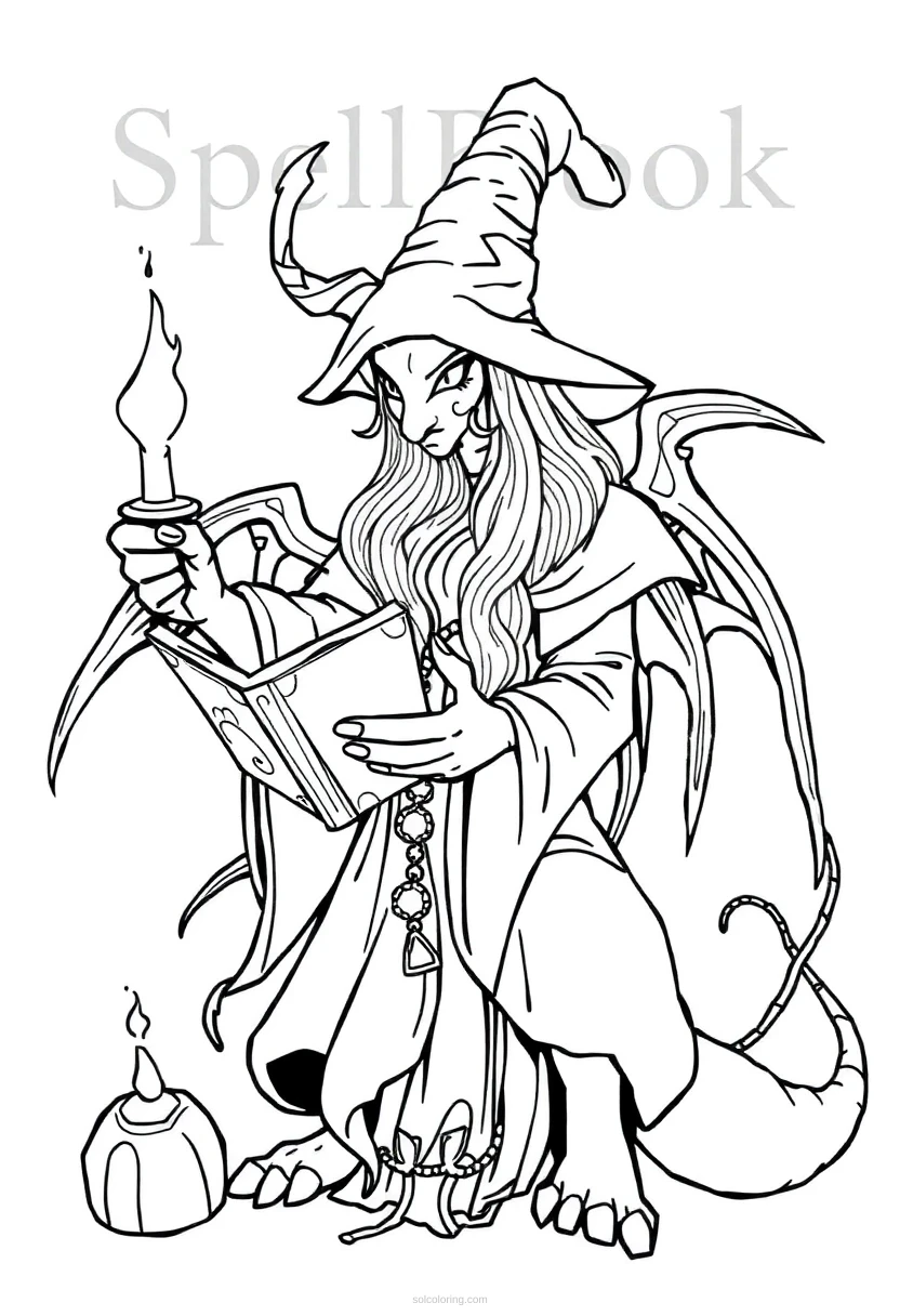Spellbook coloring page for kids