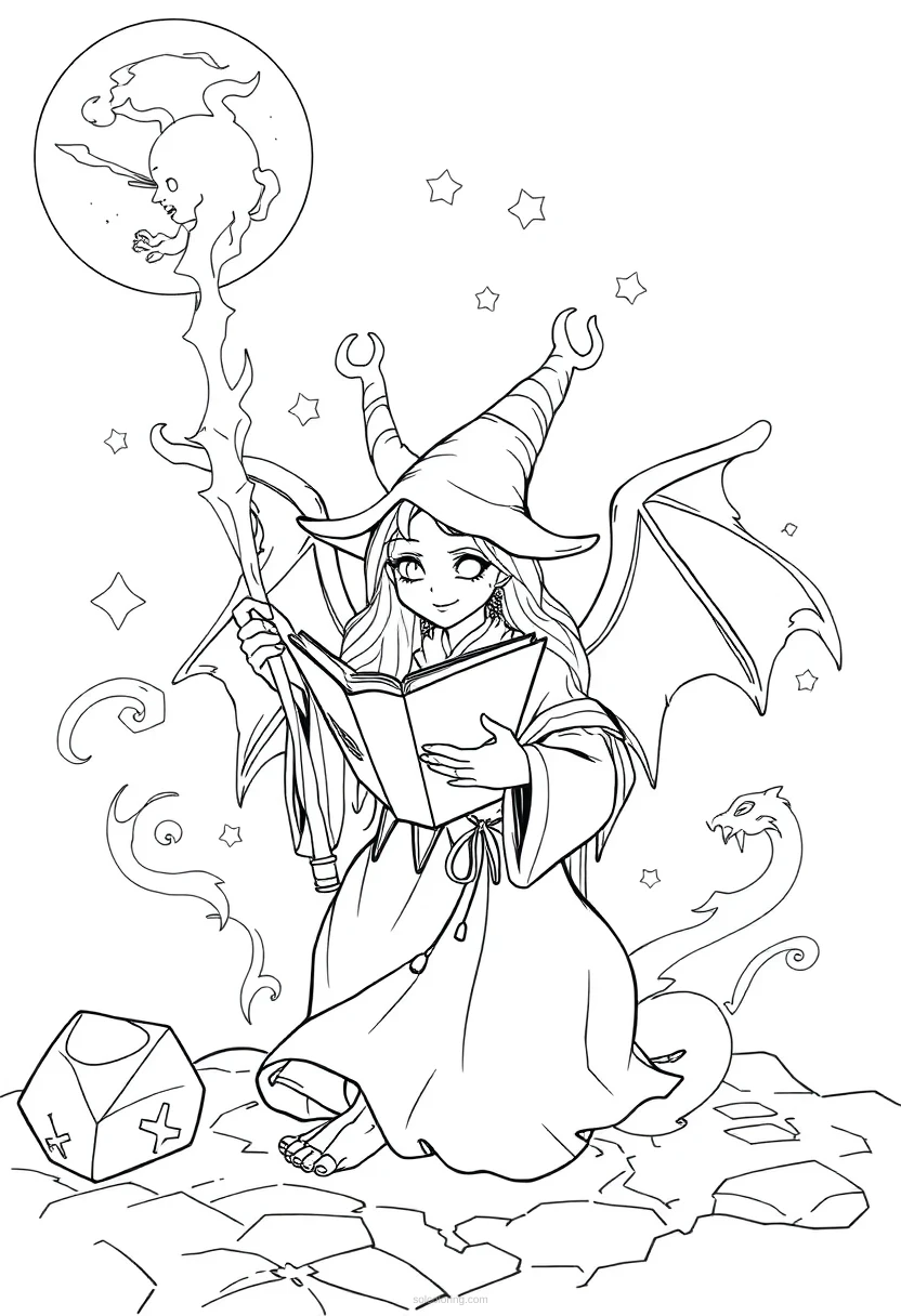 Spellbook coloring page for kids