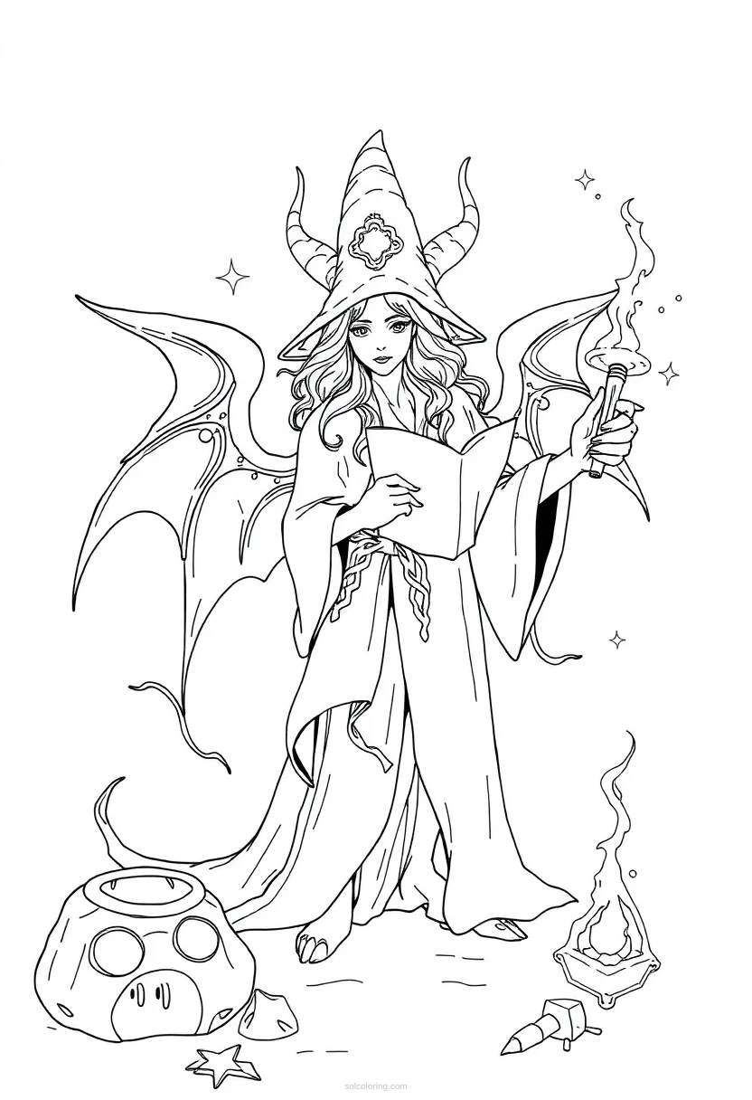 Spellbook Realistic coloring page for kids