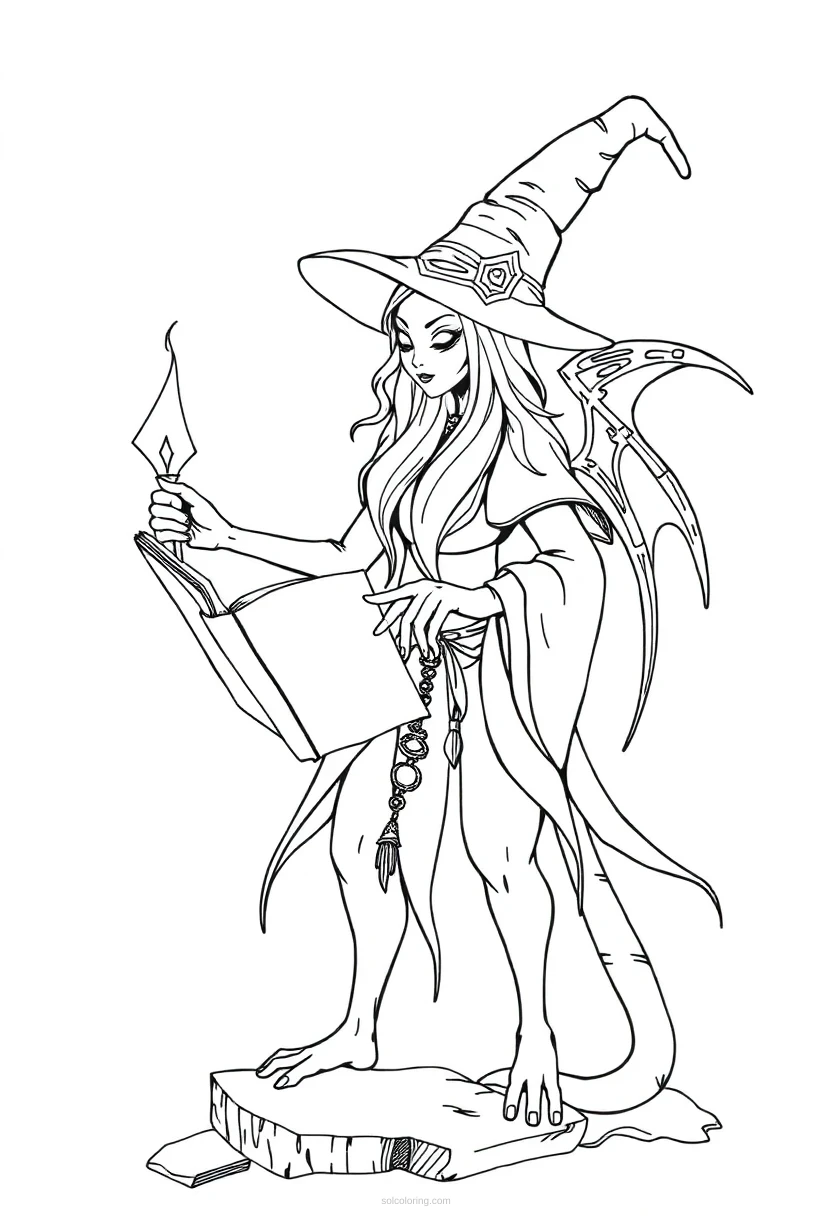 Spellbook Realistic coloring page for kids