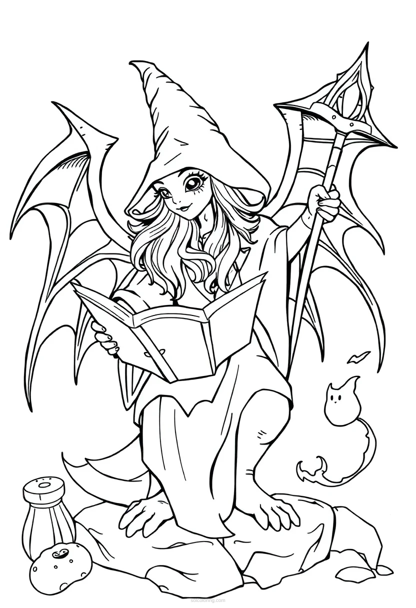 Spellbook coloring page for kids