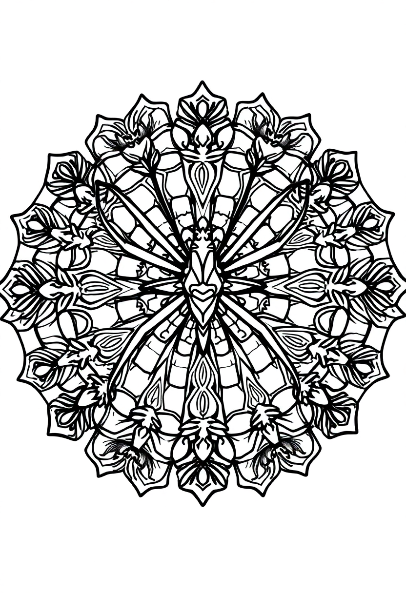 Spider coloring page, free printable standard style for kids and adults