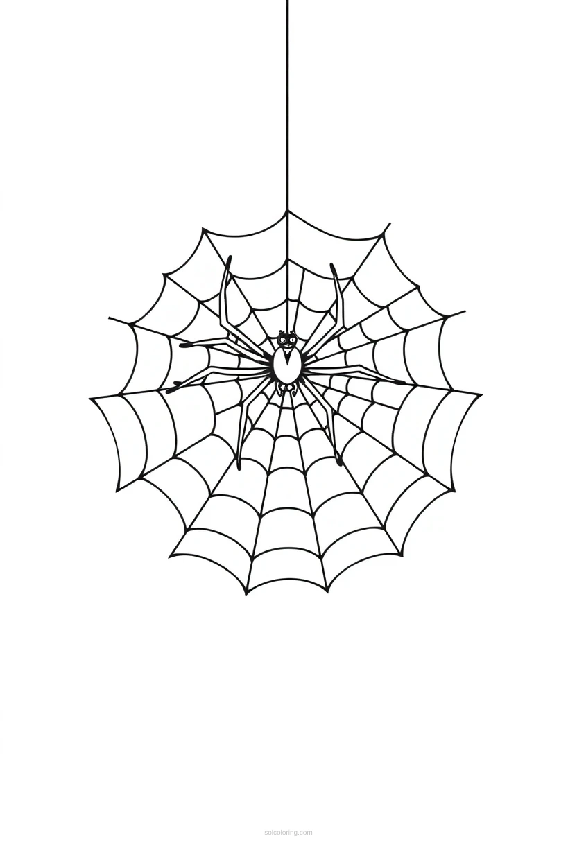 Spider Web with Spider coloring page for kids