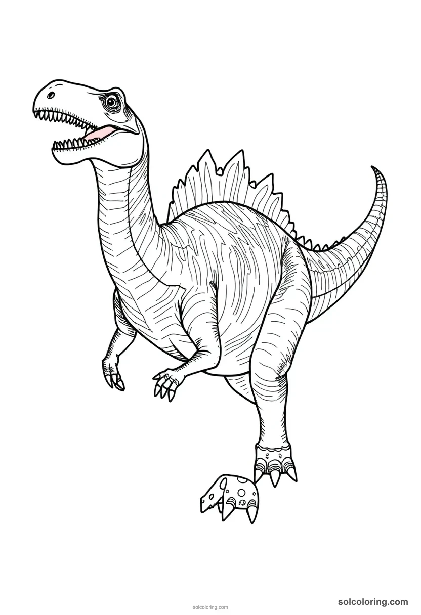 Spinosaurus detailed coloring page for kids