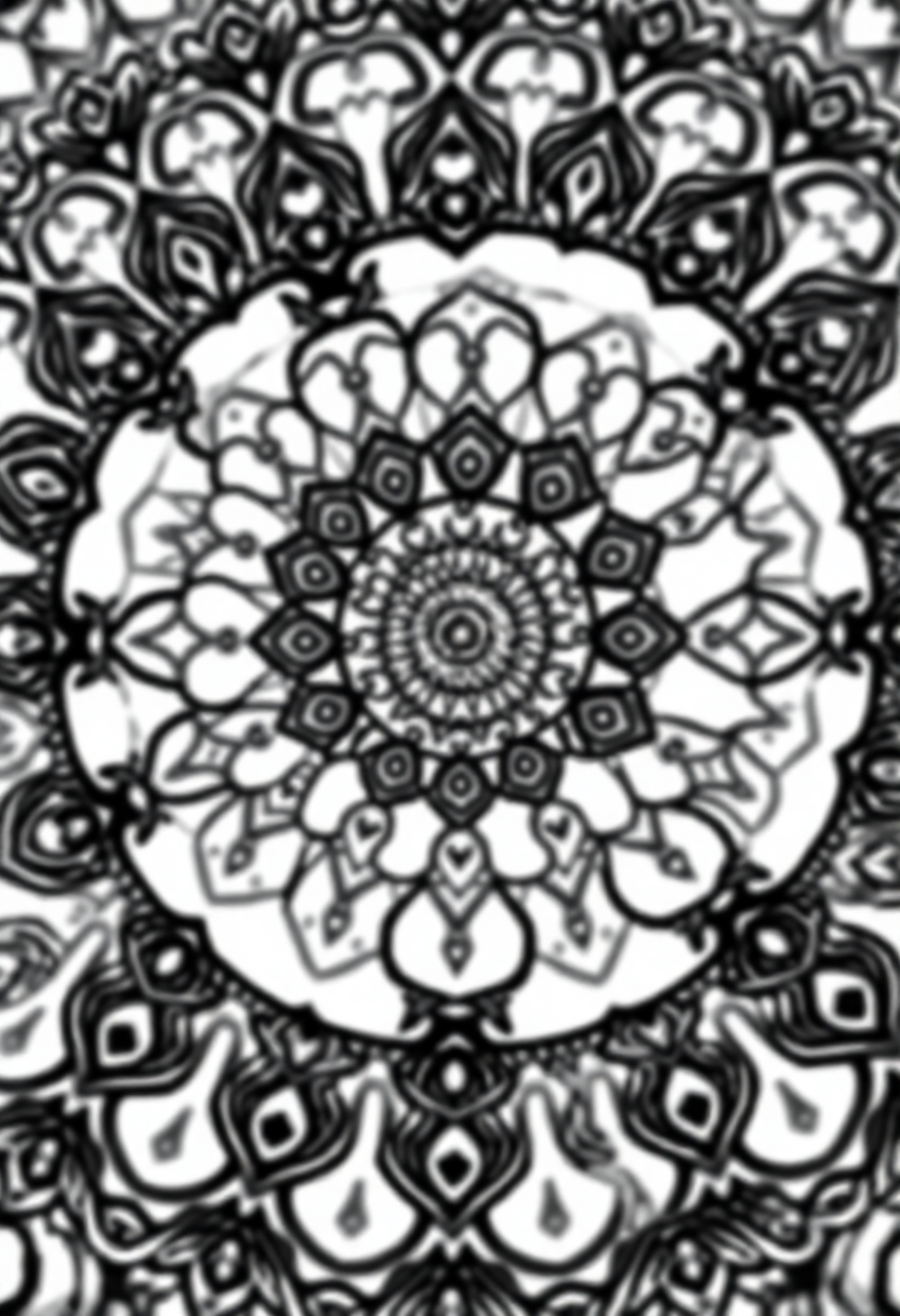 Spiral Fibonacci Mandala coloring page for kids
