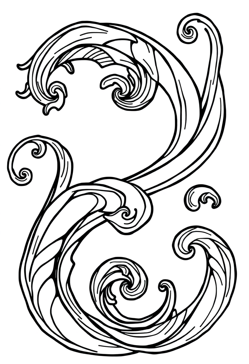 Spiral Wave Designs coloring page, free printable