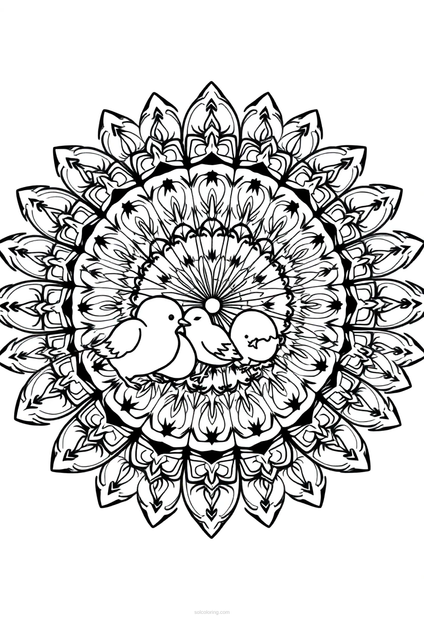 Spring Chicks Hatching coloring page for kids