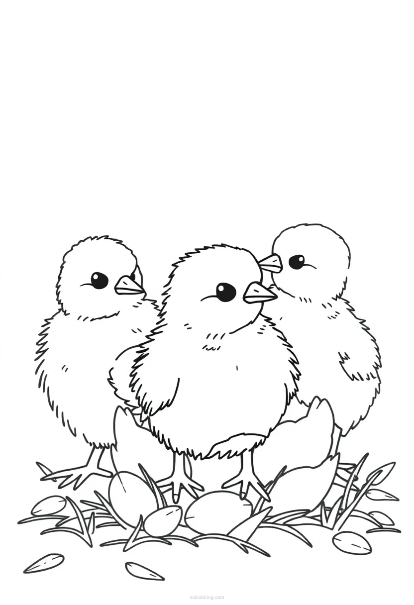 Spring Chicks Hatching coloring pages