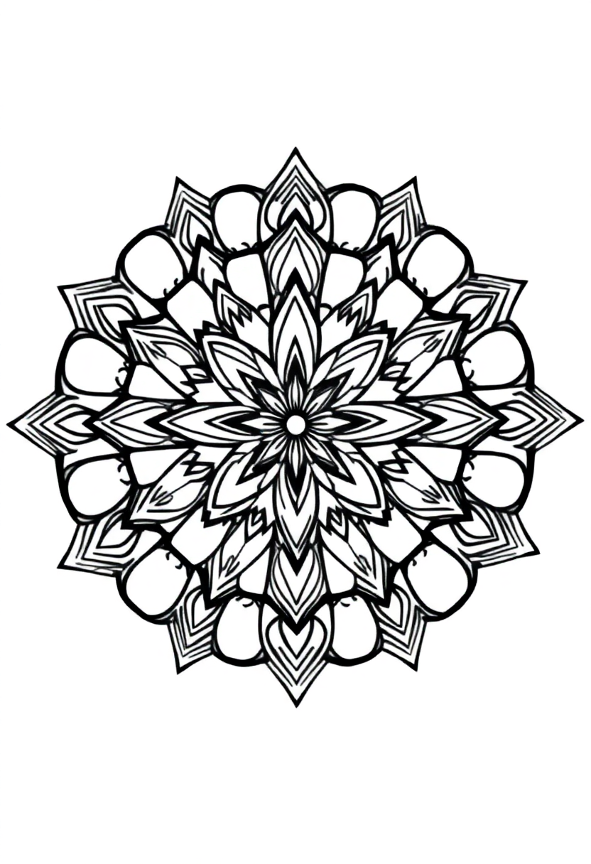 Star Polygon Mandala coloring page for kids