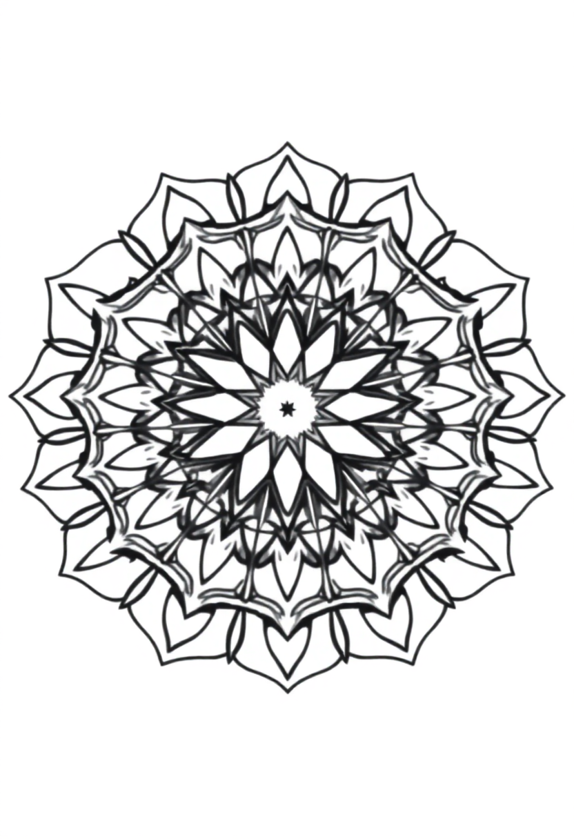 Star Polygon Mandala coloring page for kids