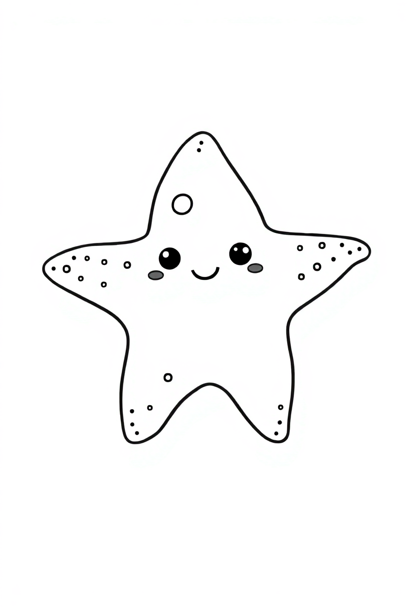 Starfish coloring page, free printable standard style for kids and adults