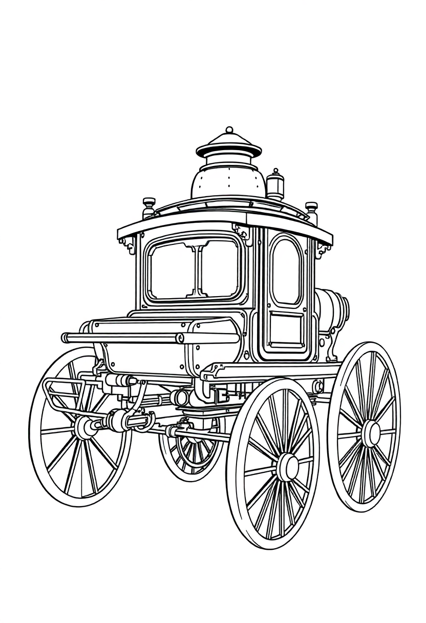 Steam Carriage coloring page, free printable
