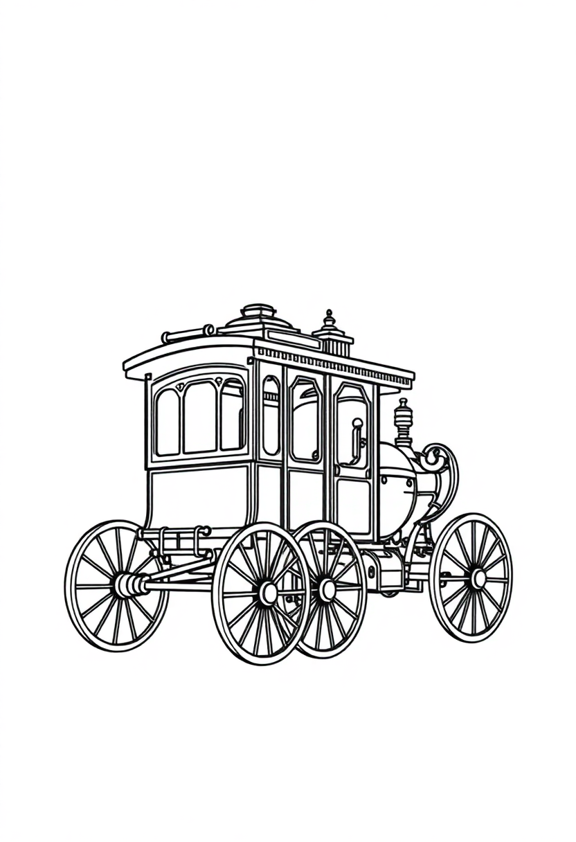 Steam Carriage coloring page, free printable