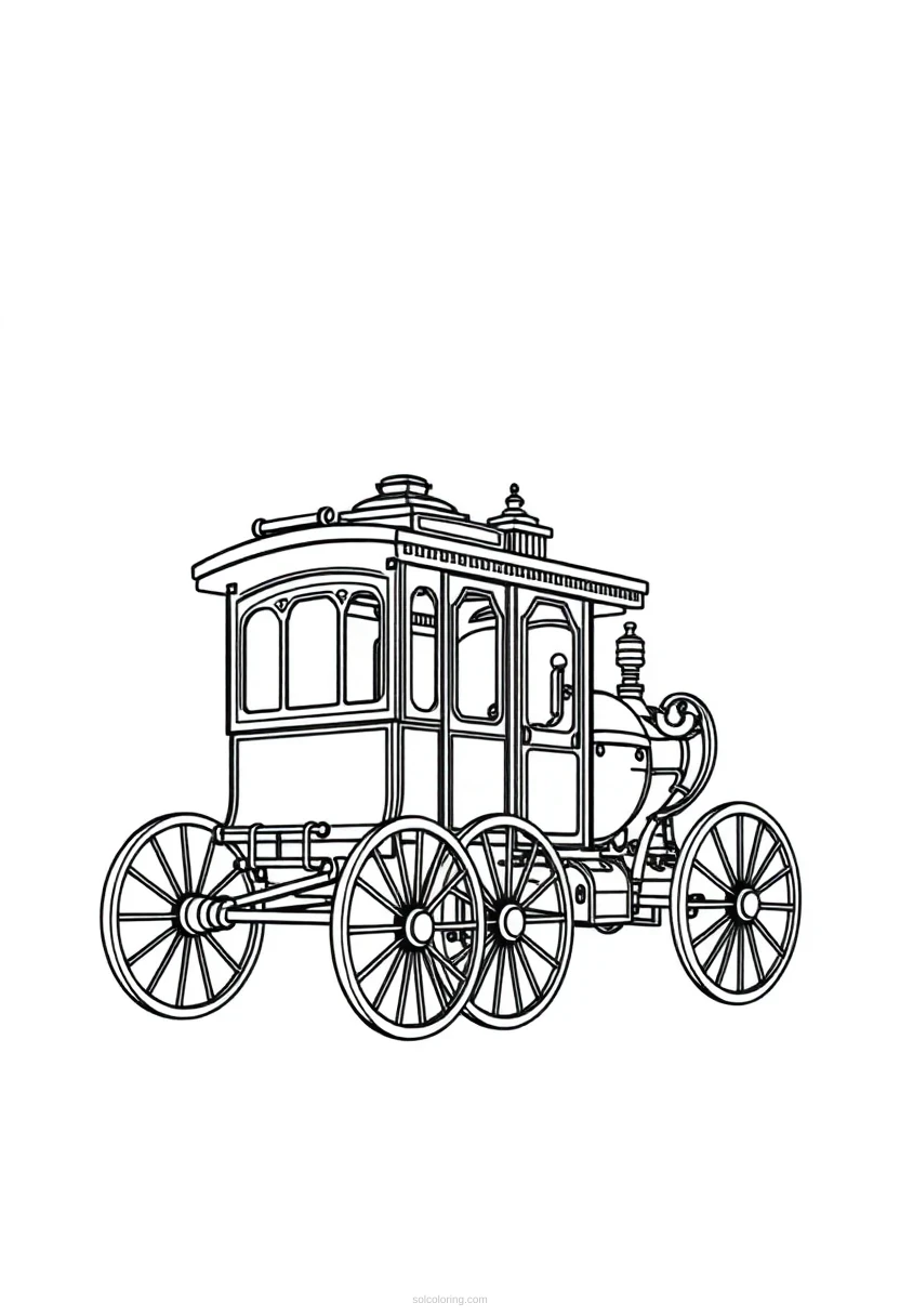 Steam Carriage coloring page for kids