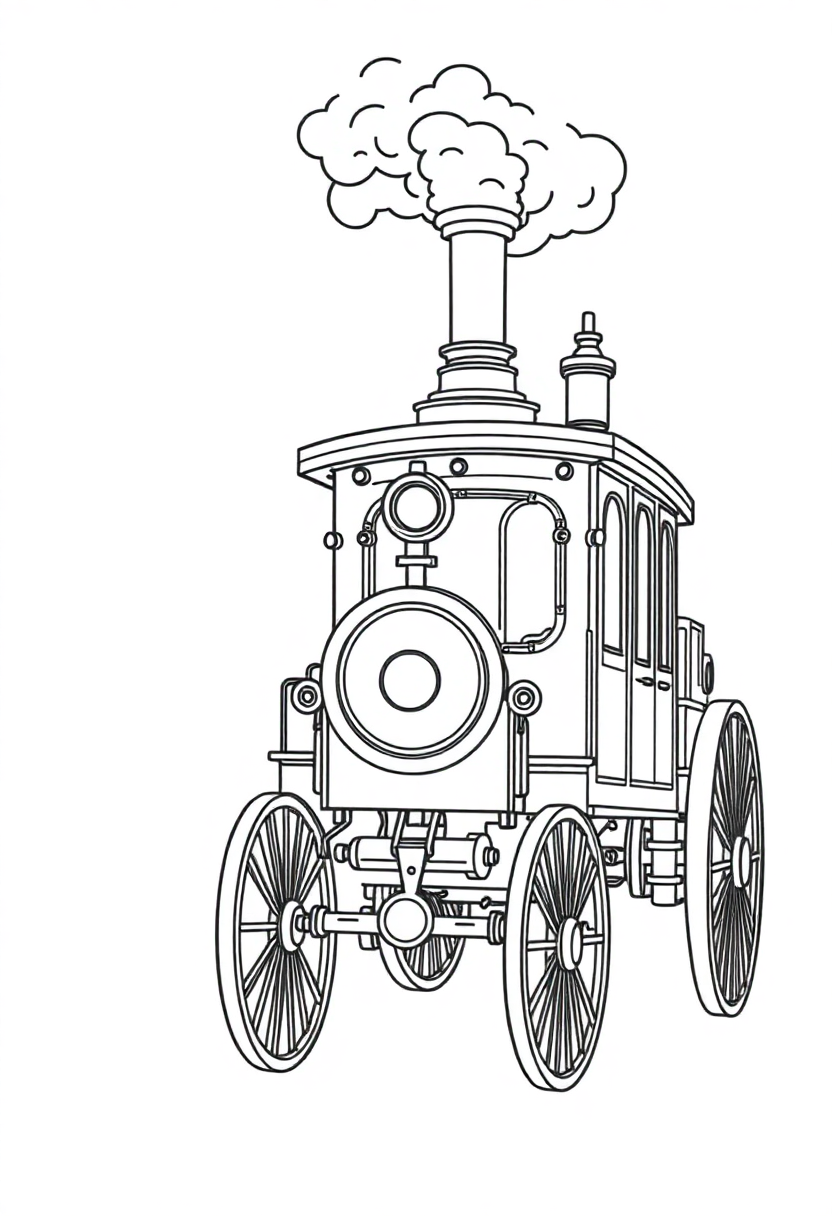 Steam Carriage coloring page, free printable