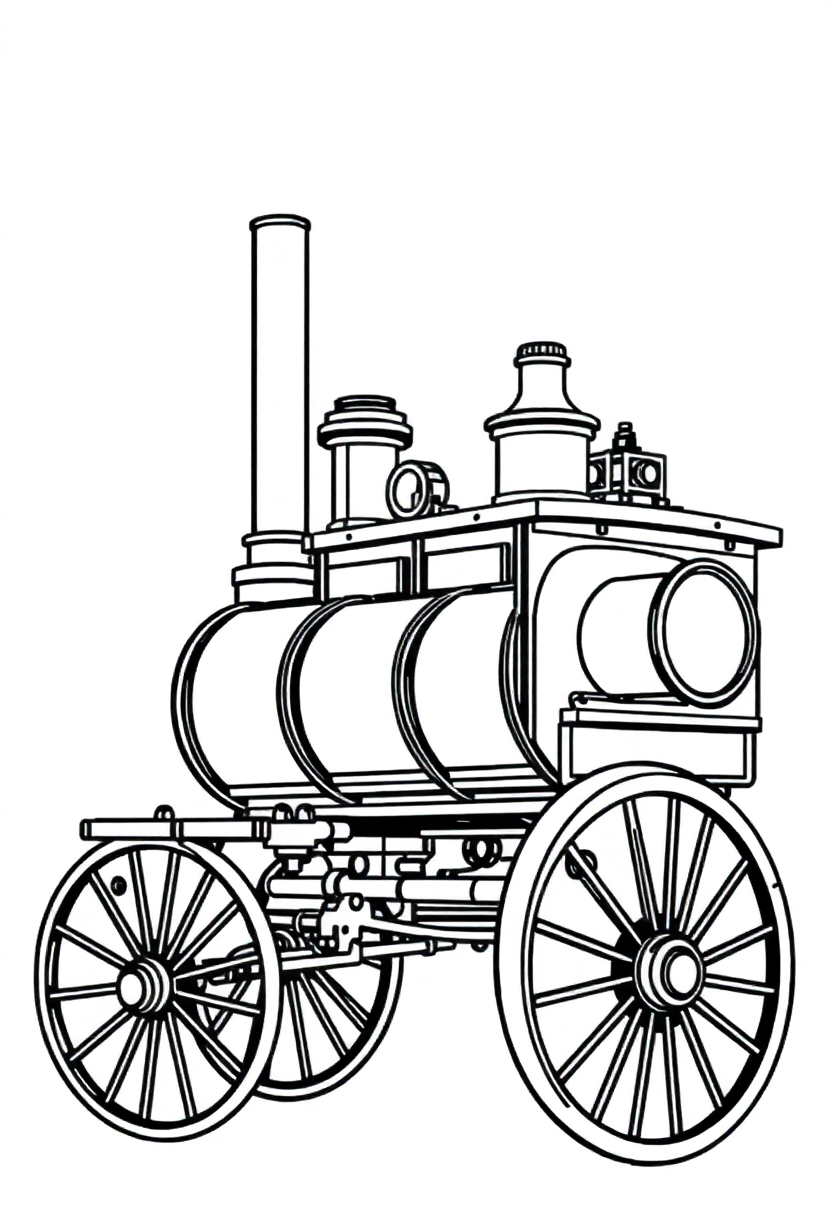 Steam Carriage coloring page, free printable
