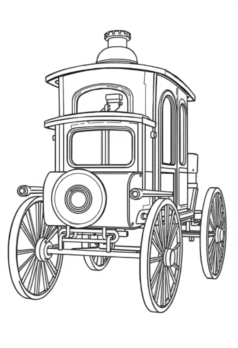 Steam Carriage coloring page, free printable