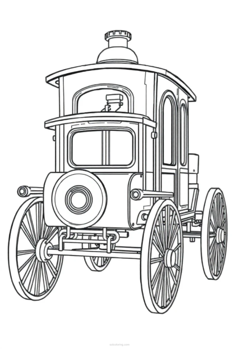 Steam Carriage coloring page for kids