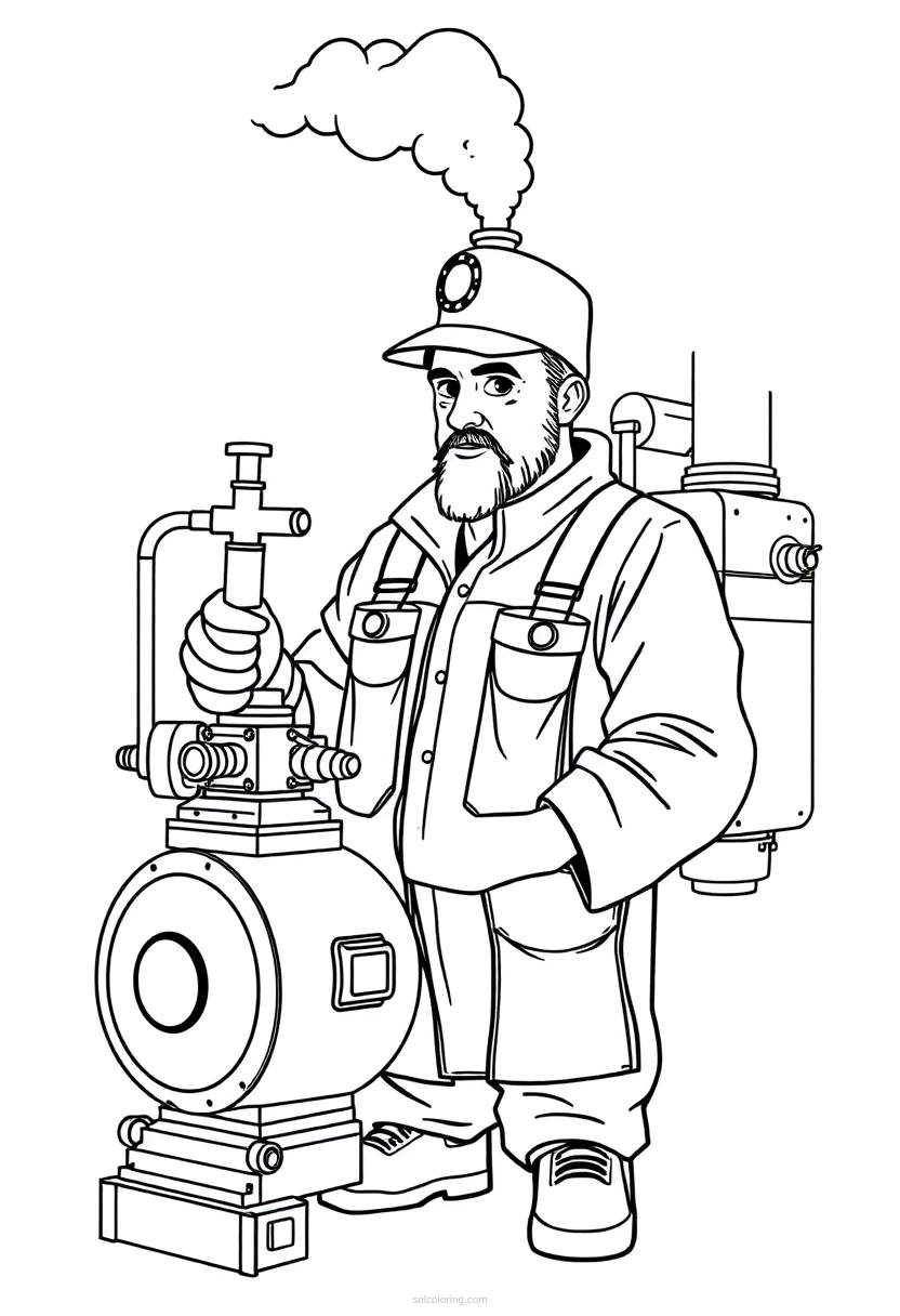 Steam Engineer coloring page for kids