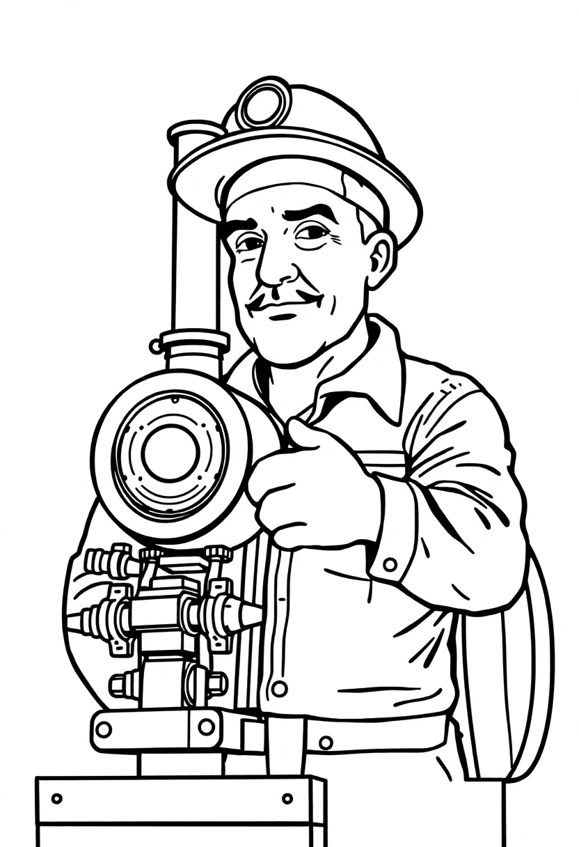 Steam Engineer coloring page, free printable