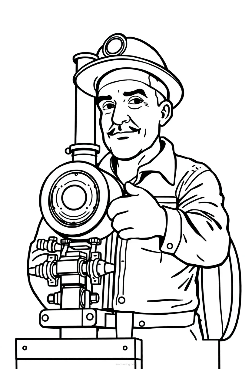 Steam Engineer coloring page for kids
