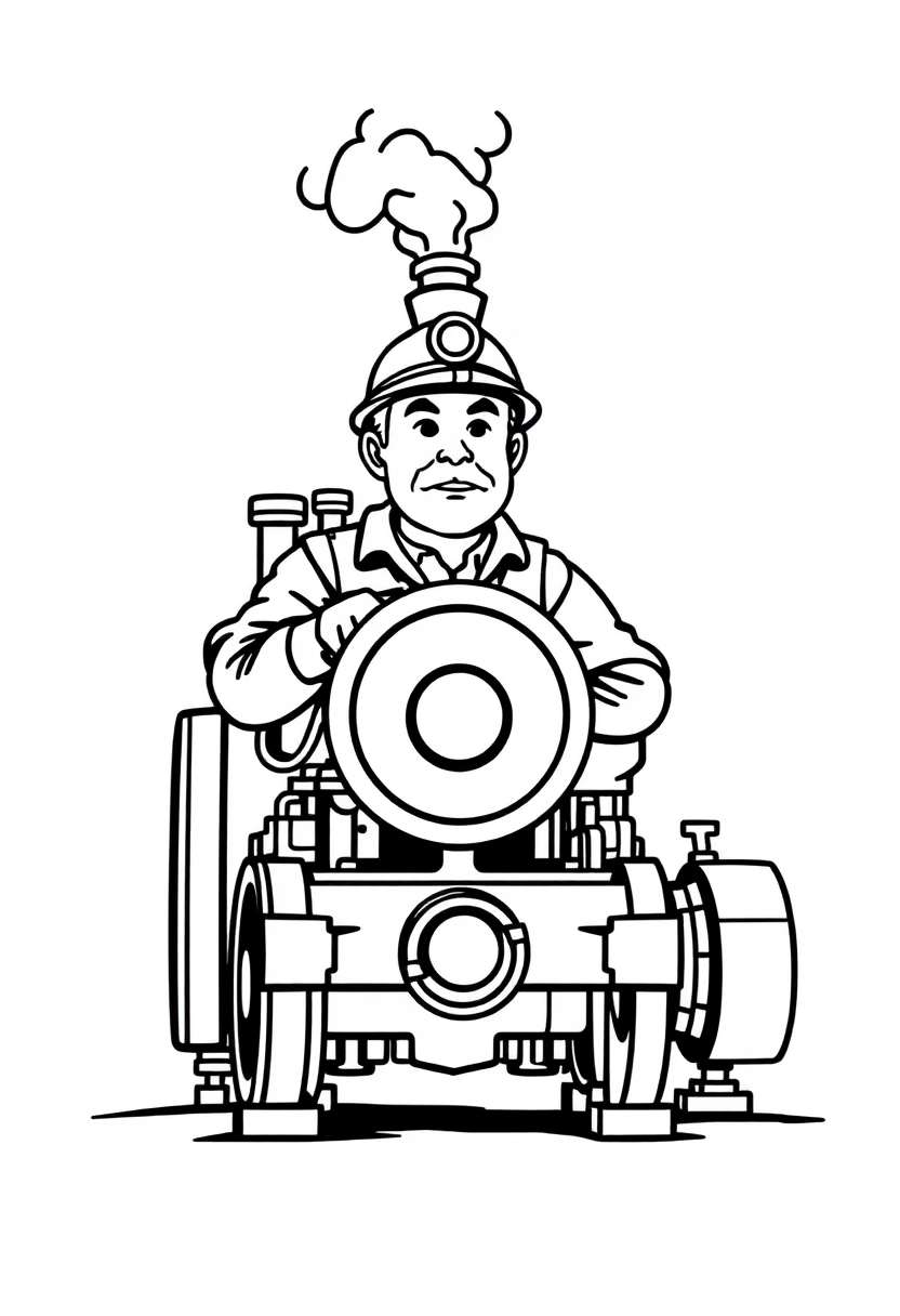 Steam Engineer coloring page, free printable