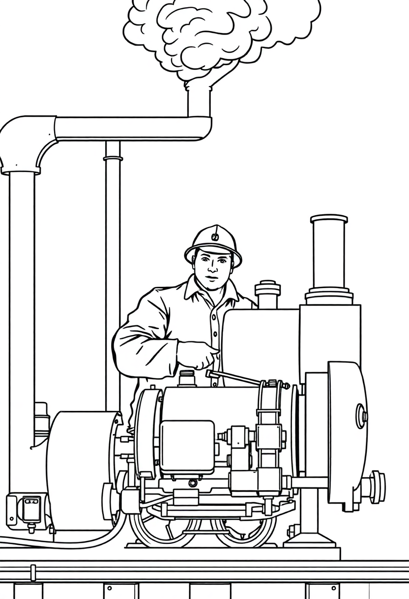Steam Engineer coloring page, free printable