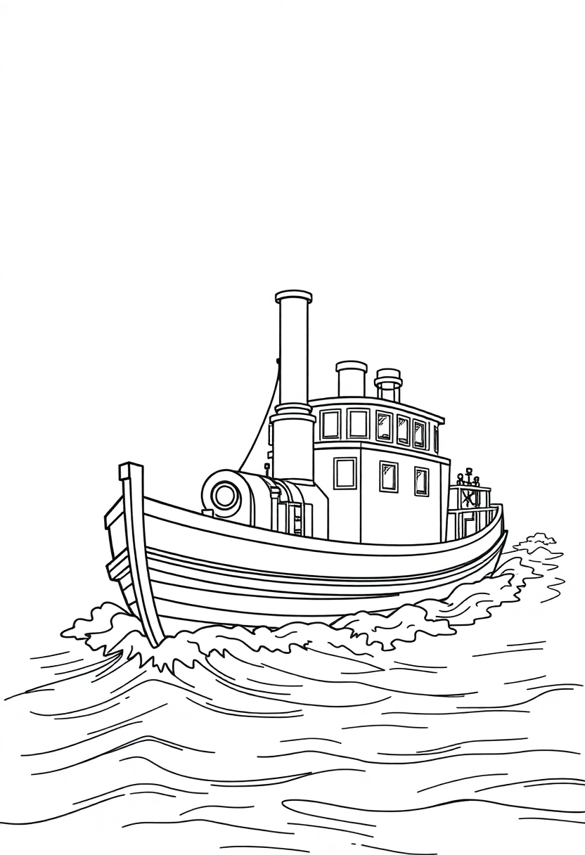 Steam-Powered Boat coloring page, free printable