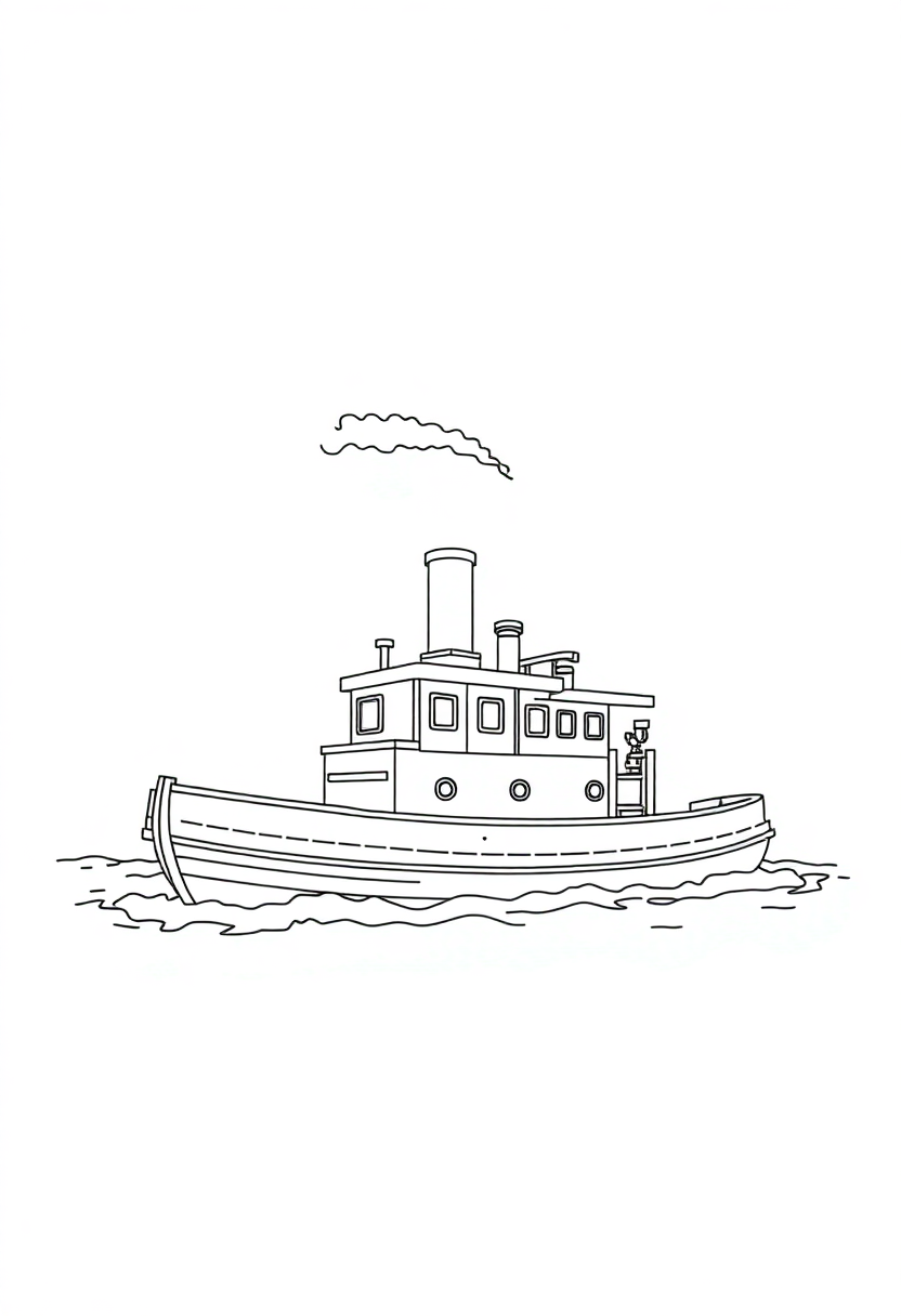 Steam-Powered Boat coloring page, free printable