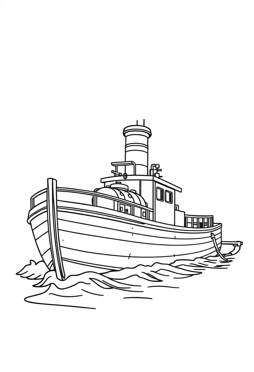 Steam-Powered Boat coloring page, free printable