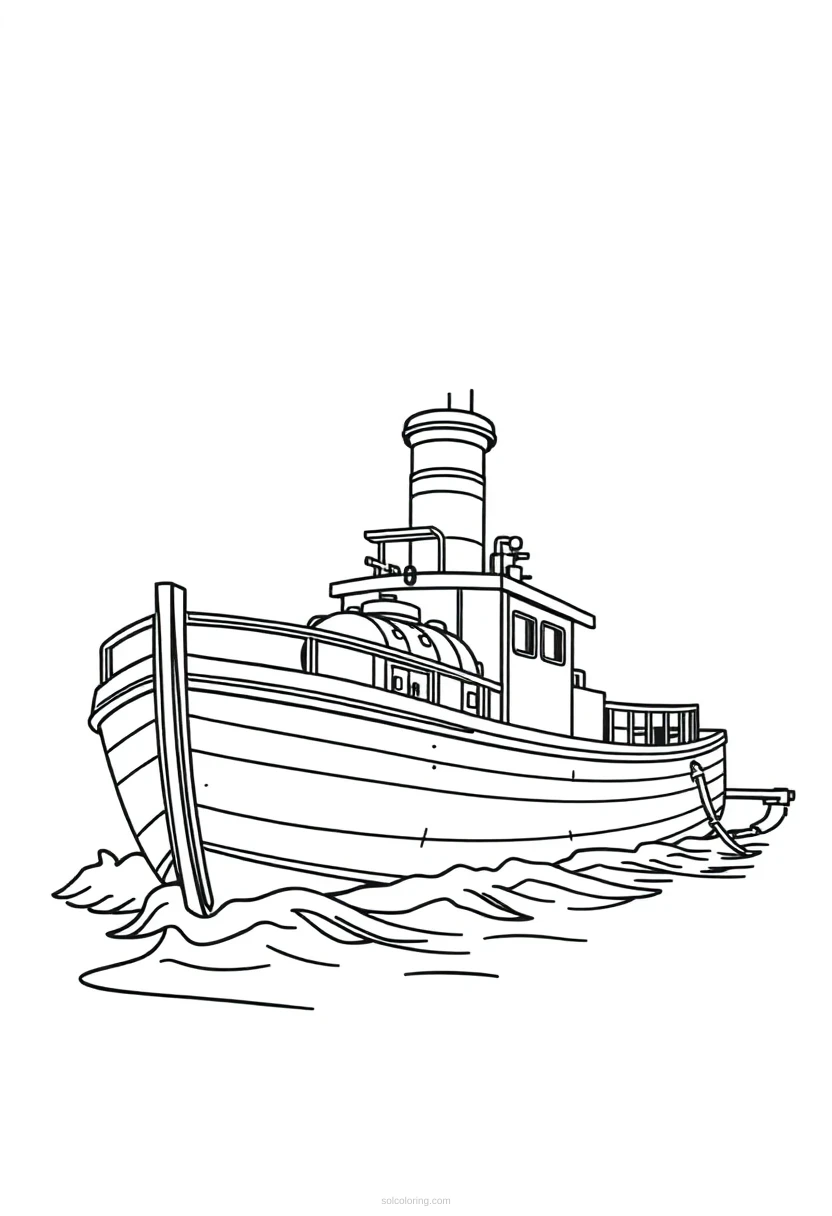 Steam-Powered Boat coloring page for kids