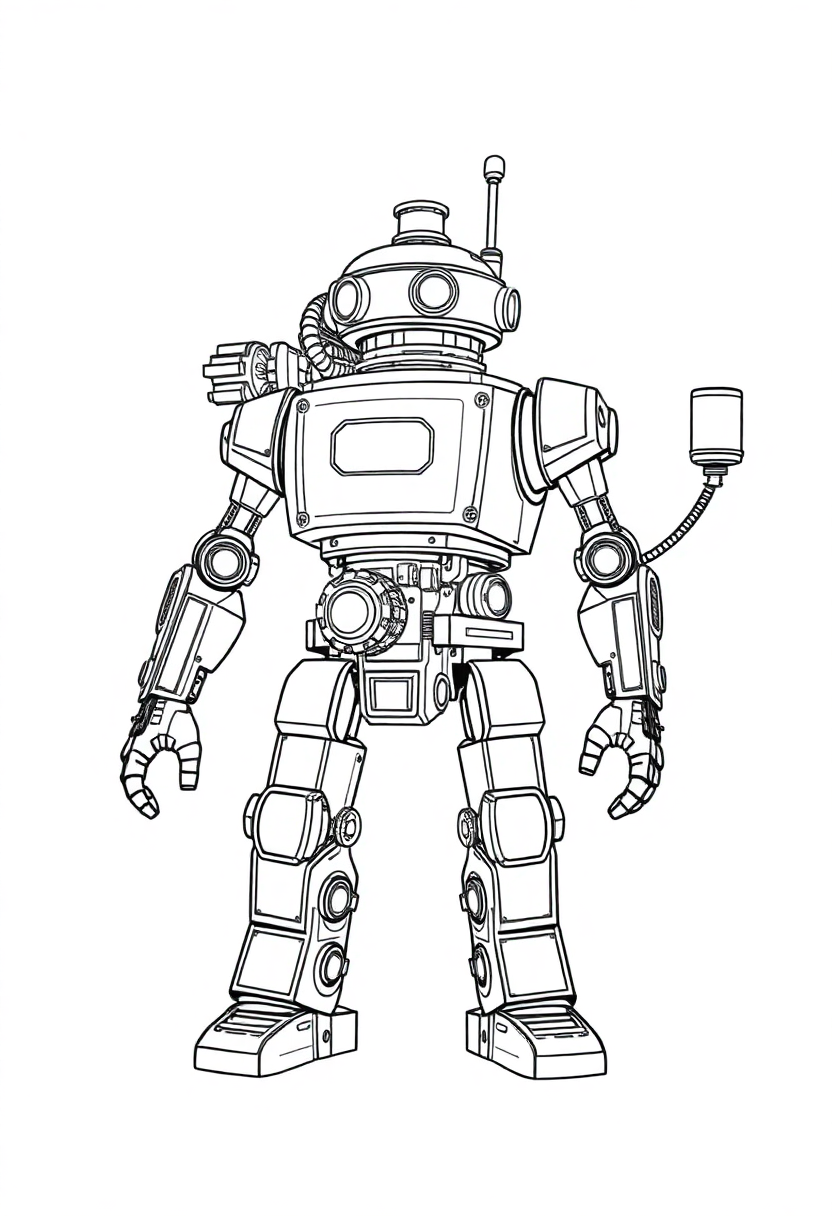 Steam-Powered Robot coloring page, free printable
