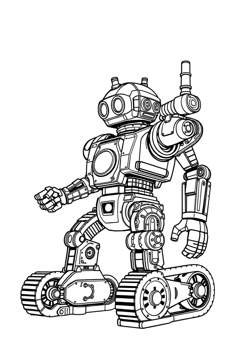 Steam-Powered Robot coloring page, free printable