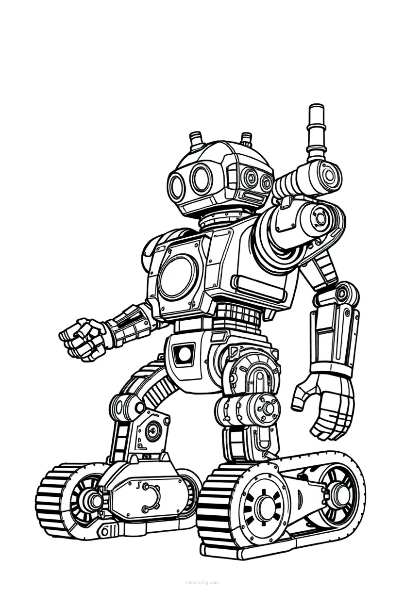 Steam Powered Robot coloring page for kids
