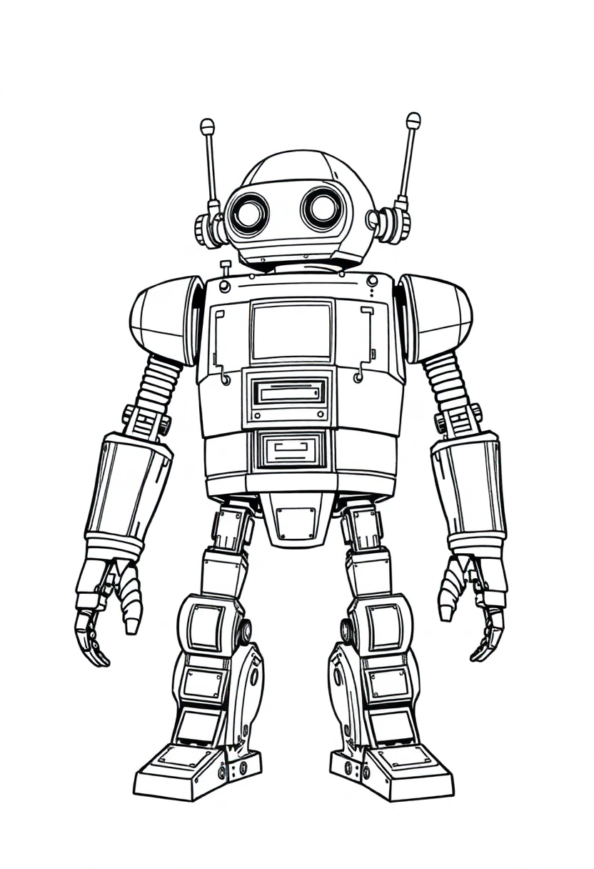 Steam-Powered Robot coloring page, free printable