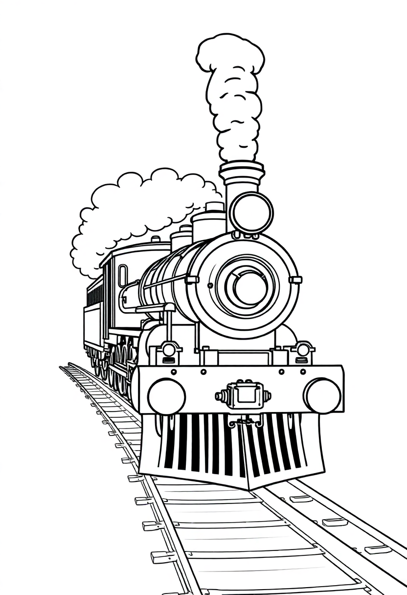 Steam-Powered Train coloring page, free printable