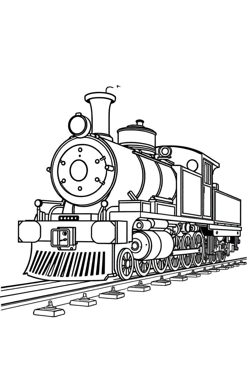 Steam-Powered Train coloring page, free printable