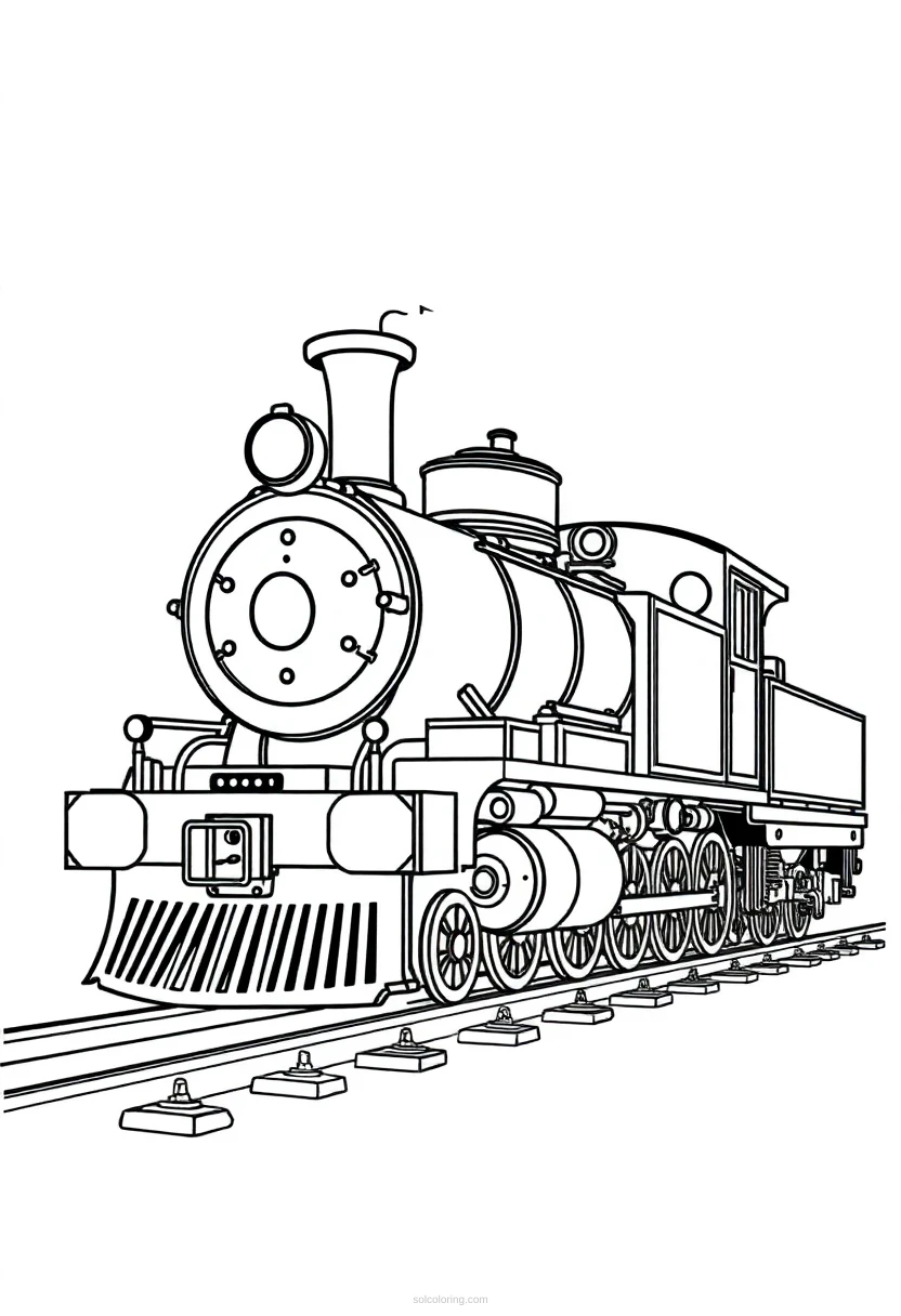 Steam-Powered Train coloring page for kids