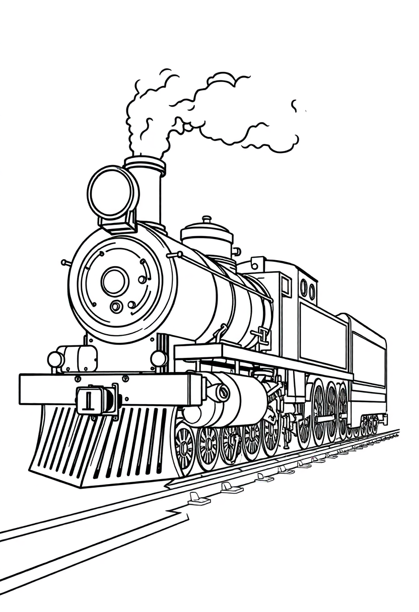 Steam-Powered Train coloring page, free printable