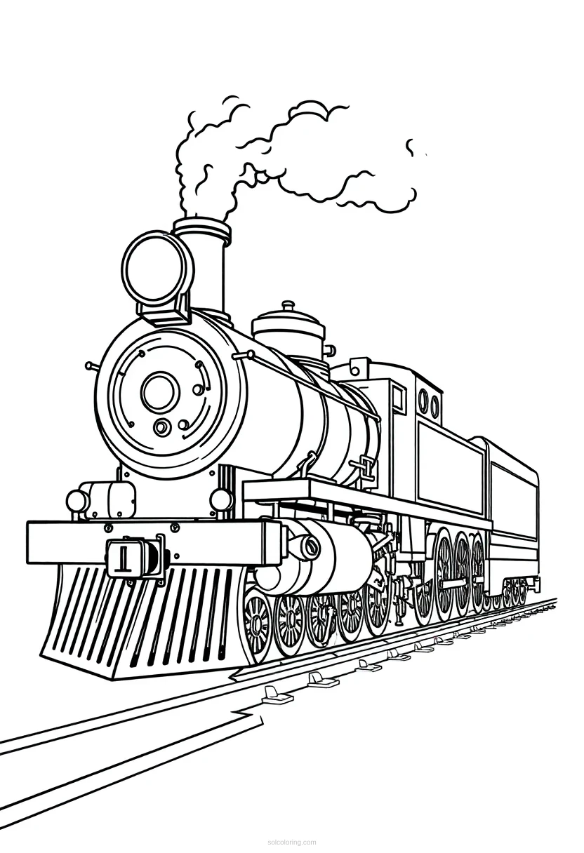 Steam-Powered Train coloring page for kids