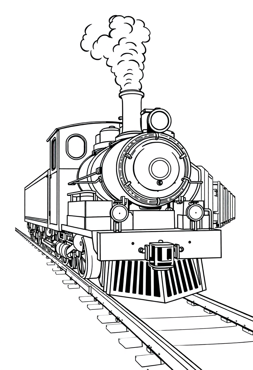 Steam-Powered Train coloring page, free printable