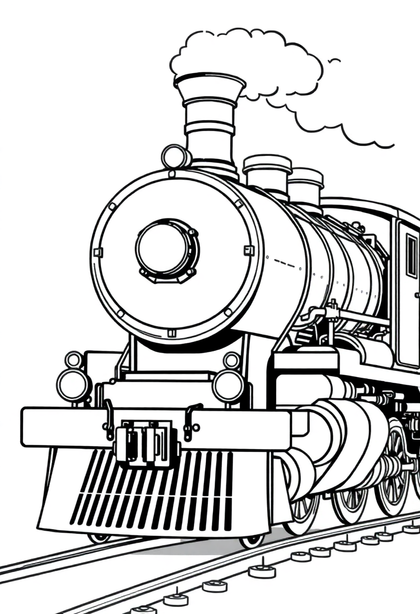 Steam-Powered Train coloring page, free printable