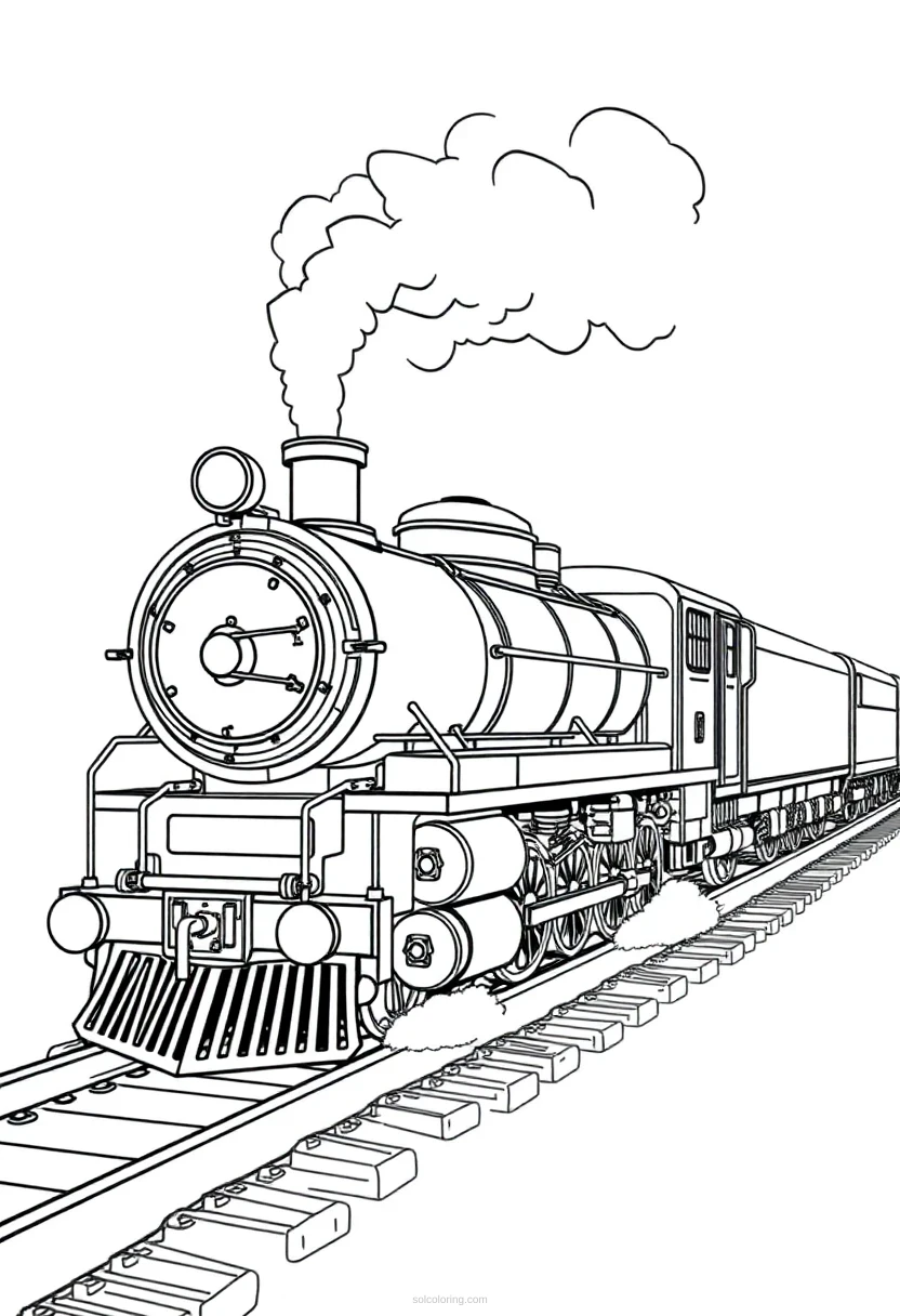 Steam Train coloring page for kids