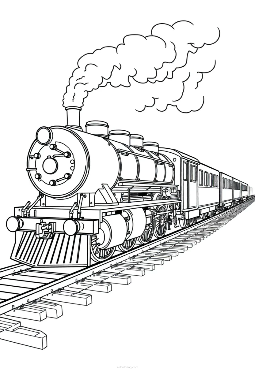 Steam Train Mandala coloring page for kids