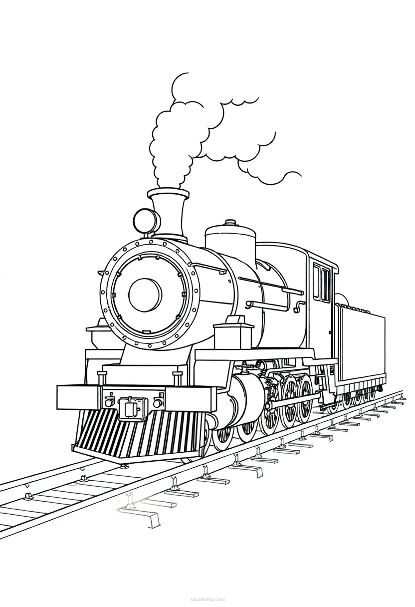 Steam Train Mandala coloring page for kids