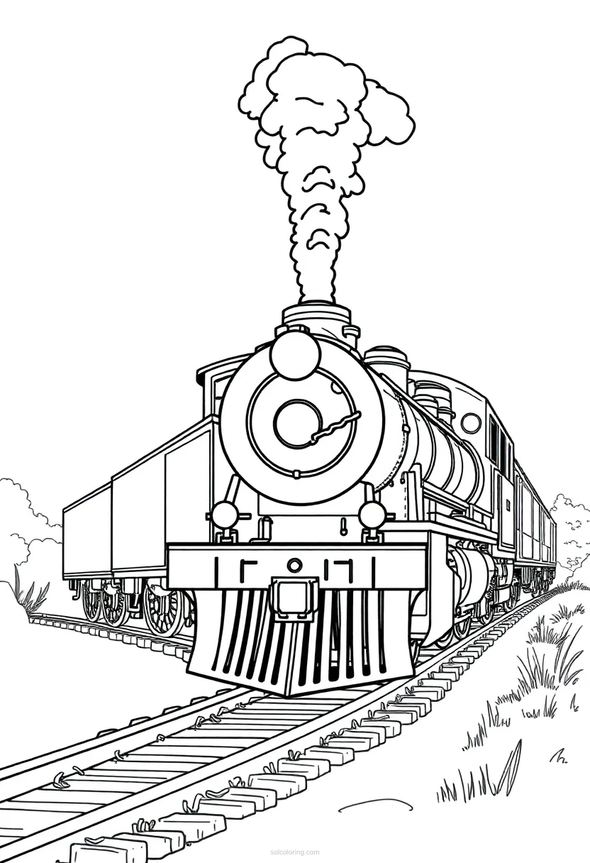 Steam Train coloring page for kids